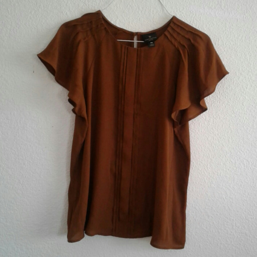 Worthington Brown Blouse Petite Medium
